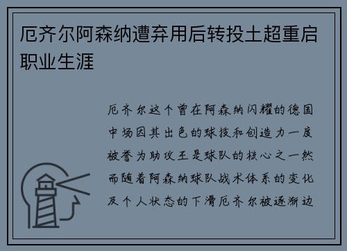 厄齐尔阿森纳遭弃用后转投土超重启职业生涯